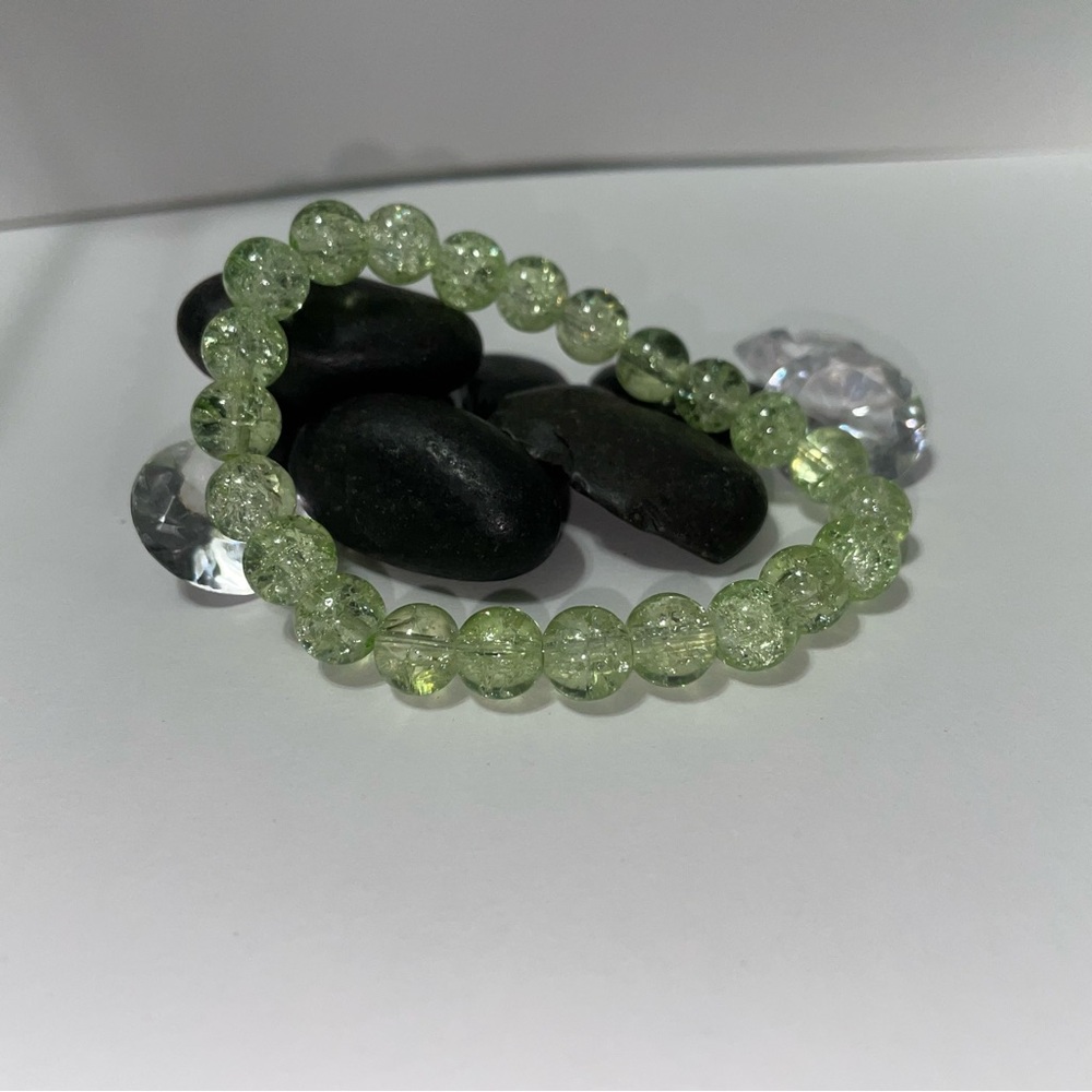 Green Faceted Crystal Bead Bracelet